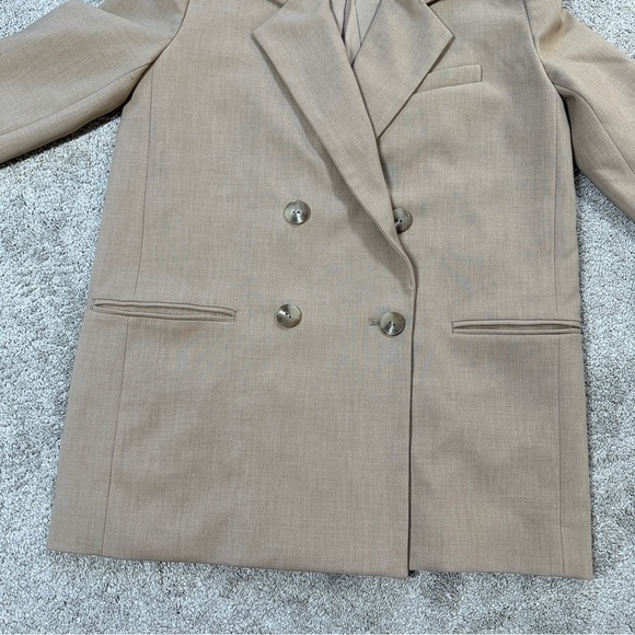 Maeve by Anthropologie Double Breasted Blazer Jacket Minimalist in Beige Size 2 - Picture 6 of 14